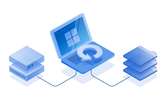 Schéma de sauvegarde d'un poste Microsoft 365 vers un serveur de secours